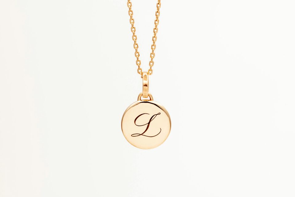 Calligraphy Initial Charm Large 14k gold