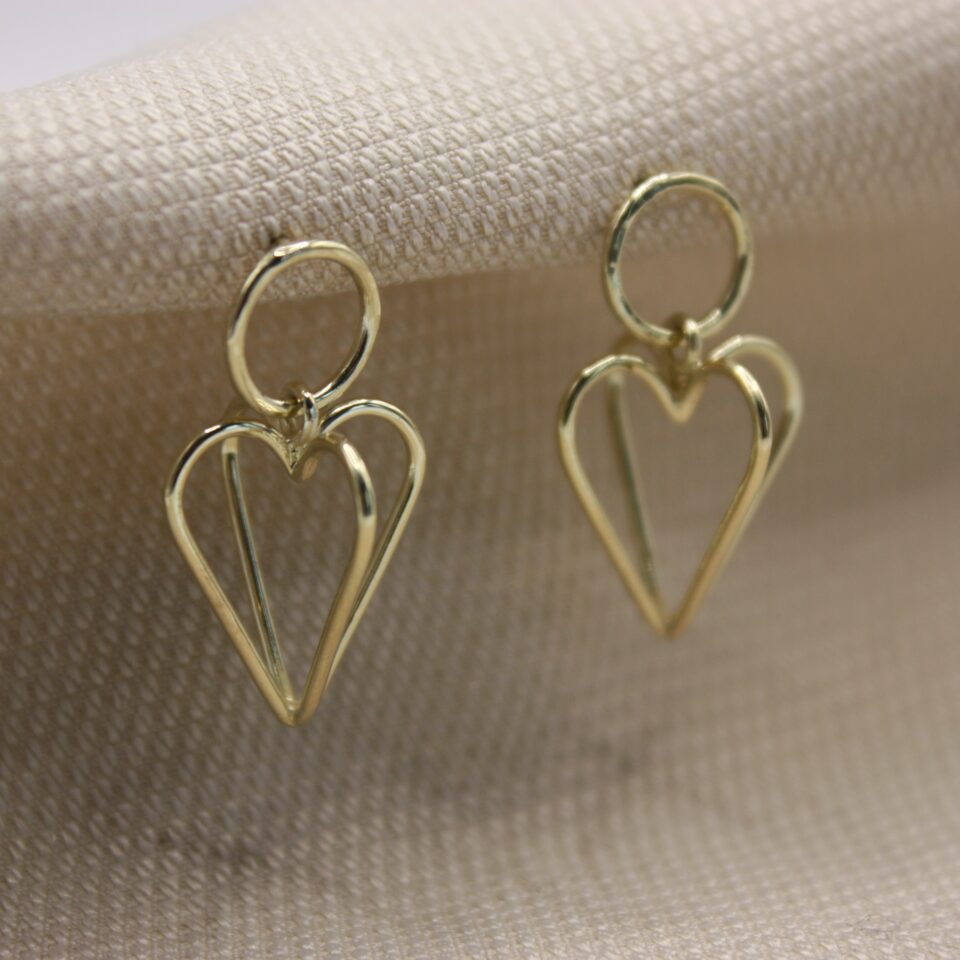Gold Love Drops Earrings 14k